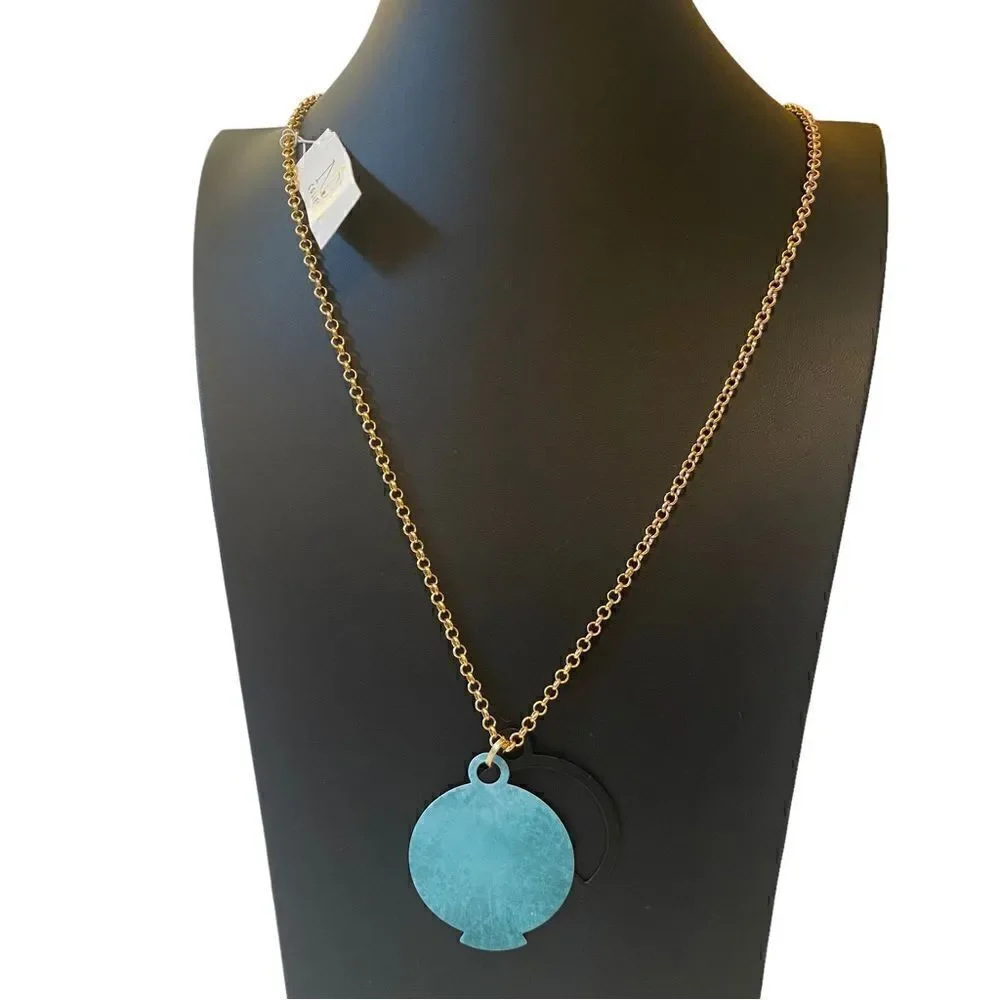 NDE Collection Abstract Multi-Colored Lightweight Pendant on Long Chain. - Picture 4 of 7